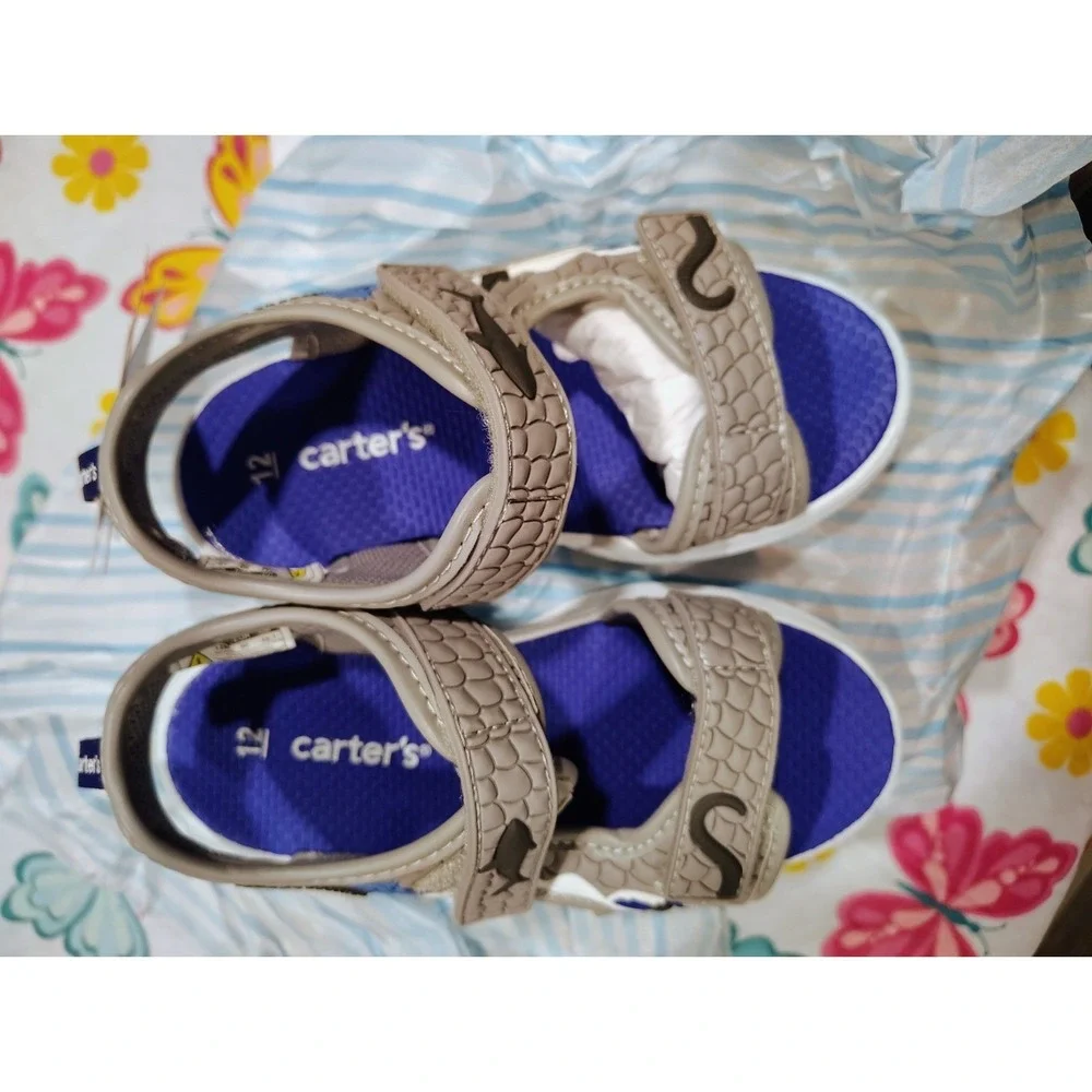 Carters Tanis Toddler Boys Light Up Sandals Grey Blue Shark CS26U06B Size 12 NEW